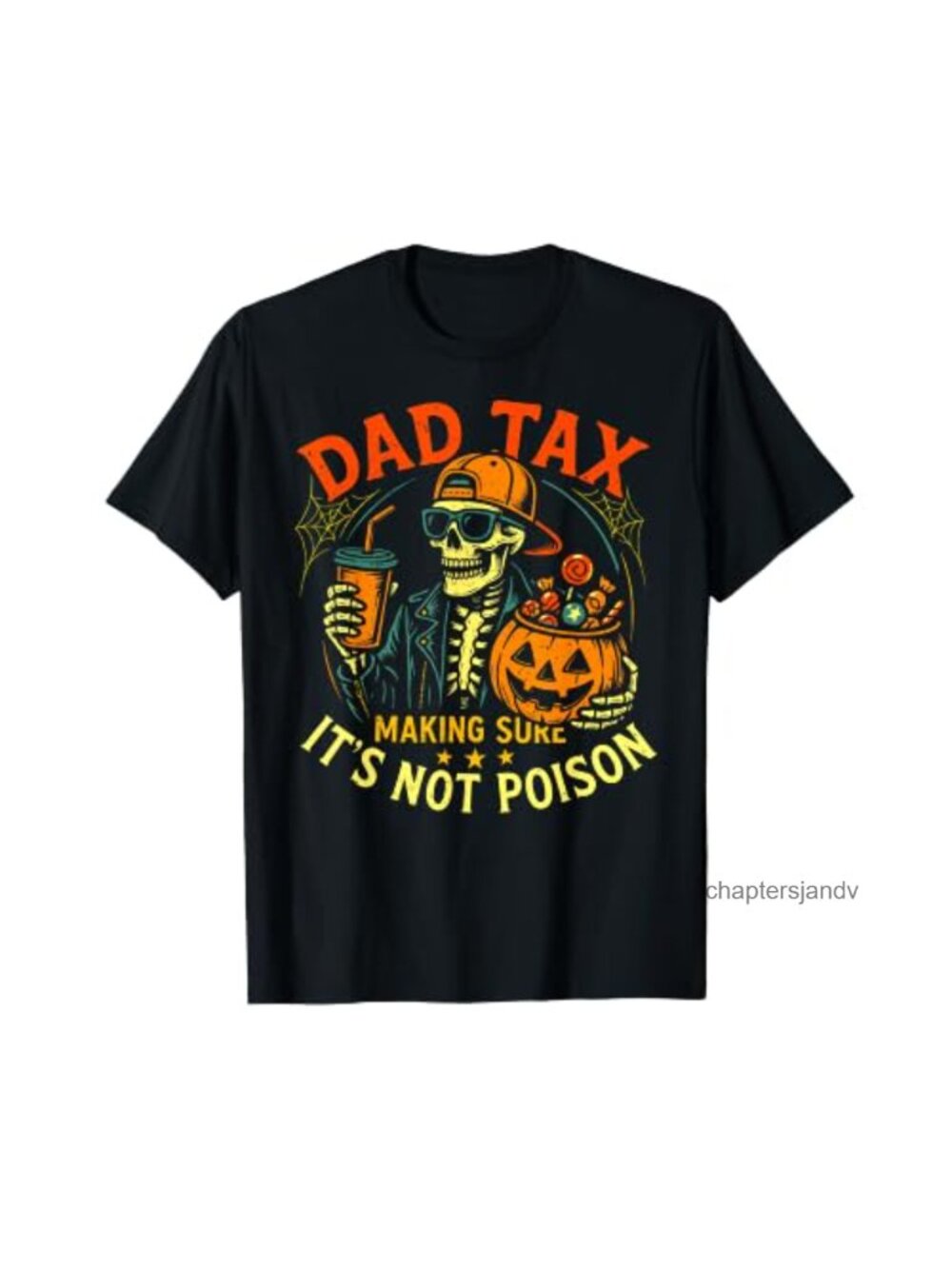 Skeleton Papa Halloween Dad Tax T-Shirt Short Sleeve Cotton Tee
